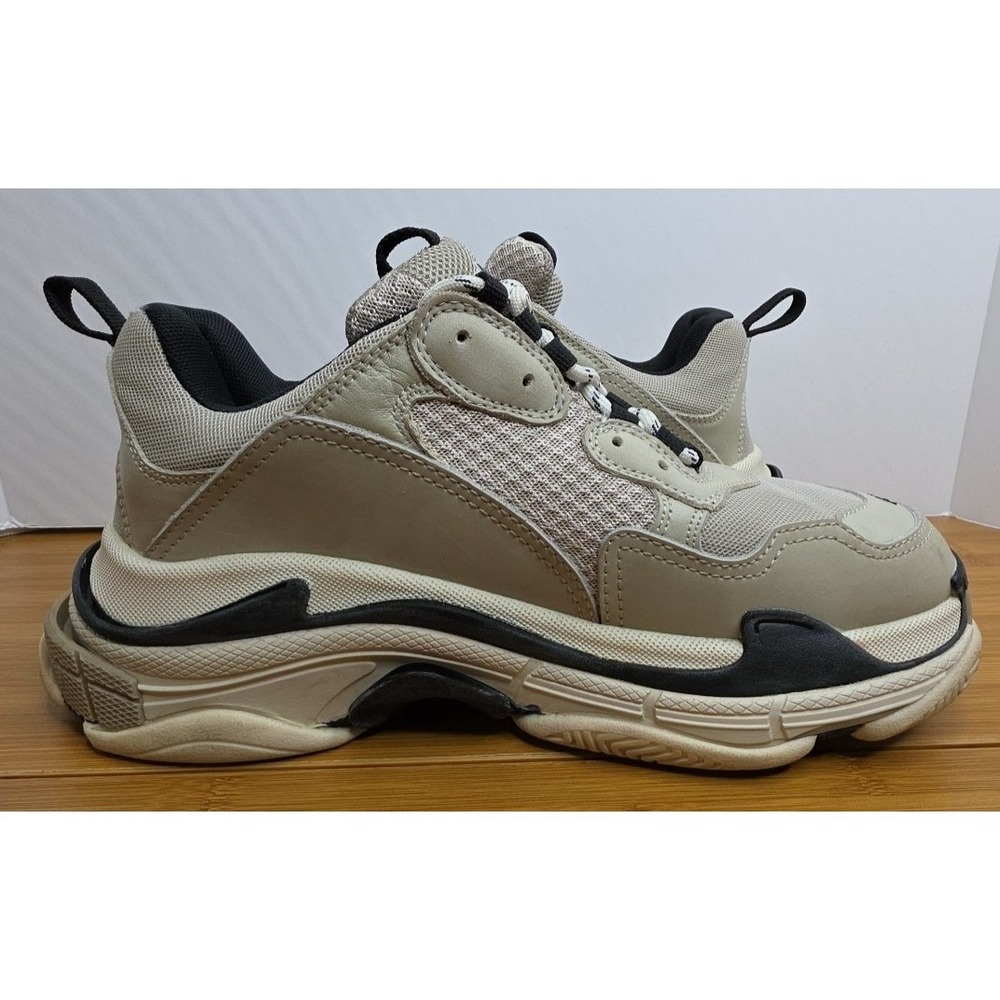 Balenciaga Triple S Sneakers Mens 43 Beige Cream Black Chunky Dad Shoes 533882 - Picture 3 of 13